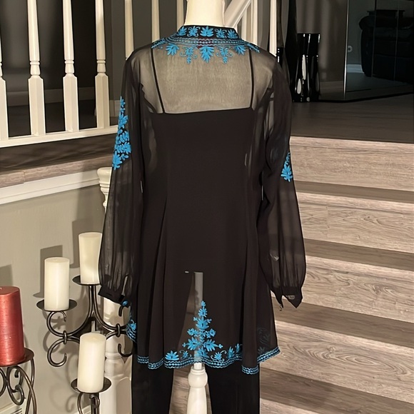 Black Sheer Embroidered Top - Picture 3 of 6